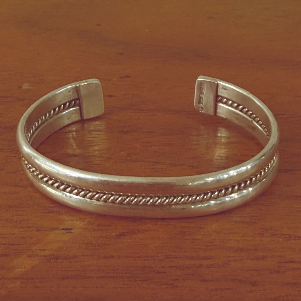 Vintage Sterling Silver Baby's Cuff Bracelet Navajo Style Marked 